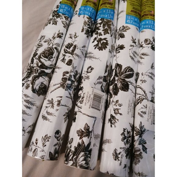 NEW!! BLACK & WHITE FLORAL CONTACT PAPER (6 rolls) - Picture 7 of 8